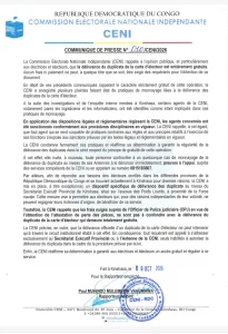 Délivrance du duplicata de la carte d&rsquo;électeur : la CENI martèle sur la gratuité de l&rsquo;opération 