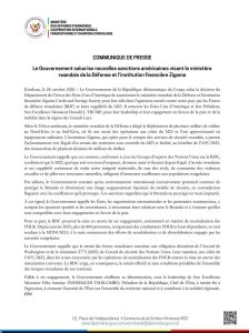 Sanctions américaines contre le Rwanda : Kinshasa salue la décision et en appelle davantage au durcissement du ton contre Kigali